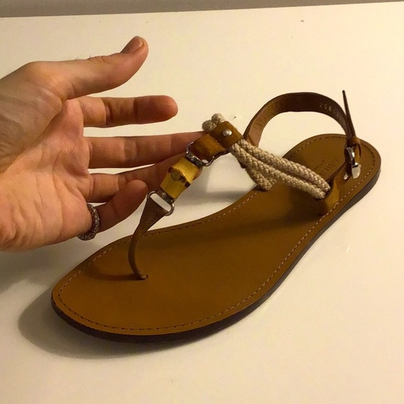 Gucci Authentic Size 40.5 EU (10.5 US) Leather and Rope Strap Sandals - Picture 1 of 10